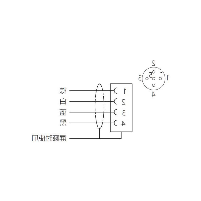 M12 4Pin、母头直型、法兰插座、板前安装、适用于PCB安装、64SA01P